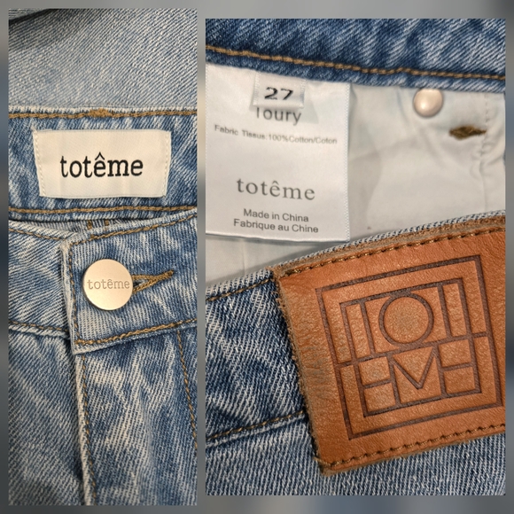 Toteme Toury Classic Cut High-Rise Tapered Cropped Jeans - Light Wash Size 27 - Picture 9 of 9